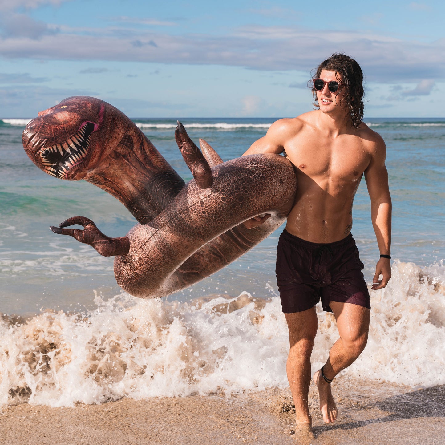 PoolCandy T-Rex Dinosaur Pool Float – 40” RealPrint® Edition – Fierce Fun