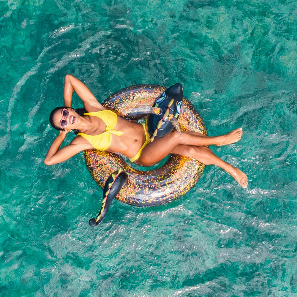 Inflatable Sea Dragon Pool Tube 40 Inch Glitter