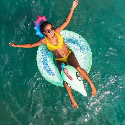 Seahorse Inflatable Pool Tube 40" Glitter PoolCandy