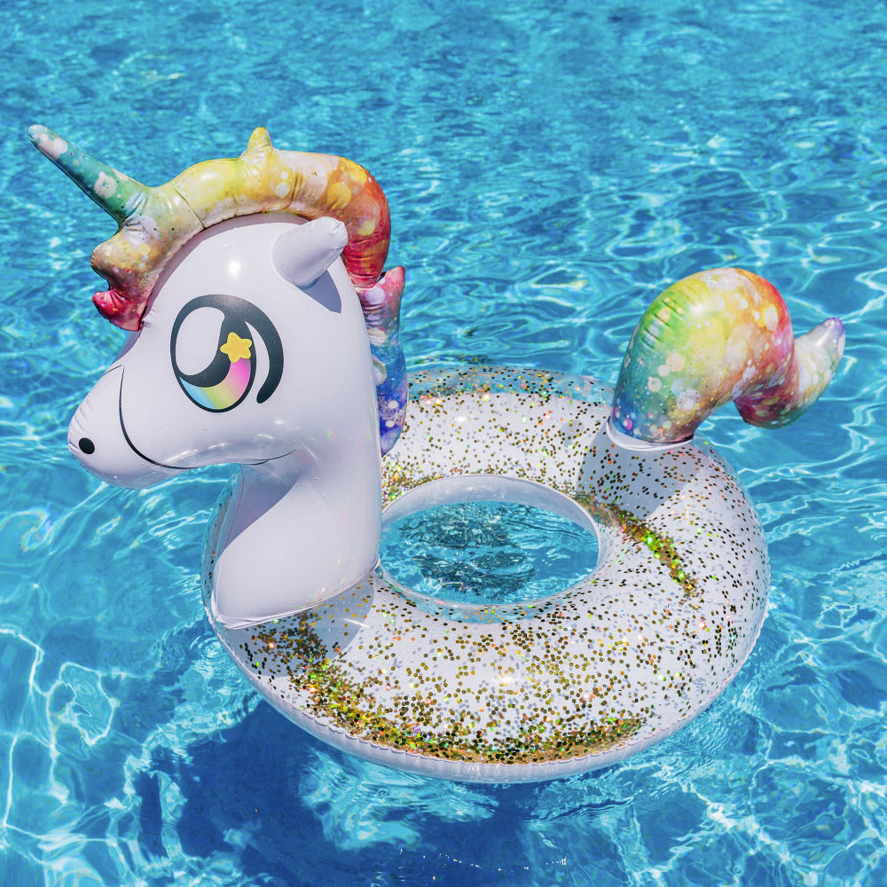 Unicorn 40" Inflatable Pool Tube with Glitter