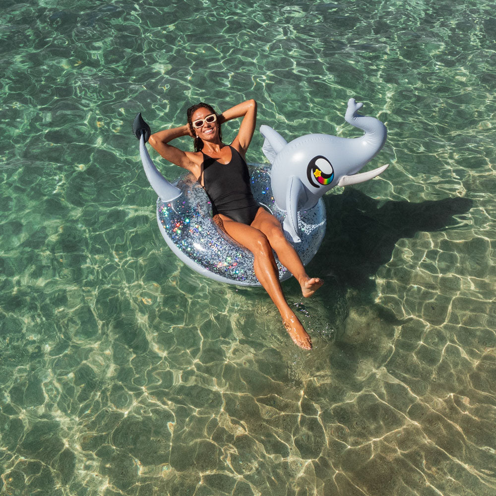 Glitter Inflatable Elephant - Large 42" Pool & Beach Tube