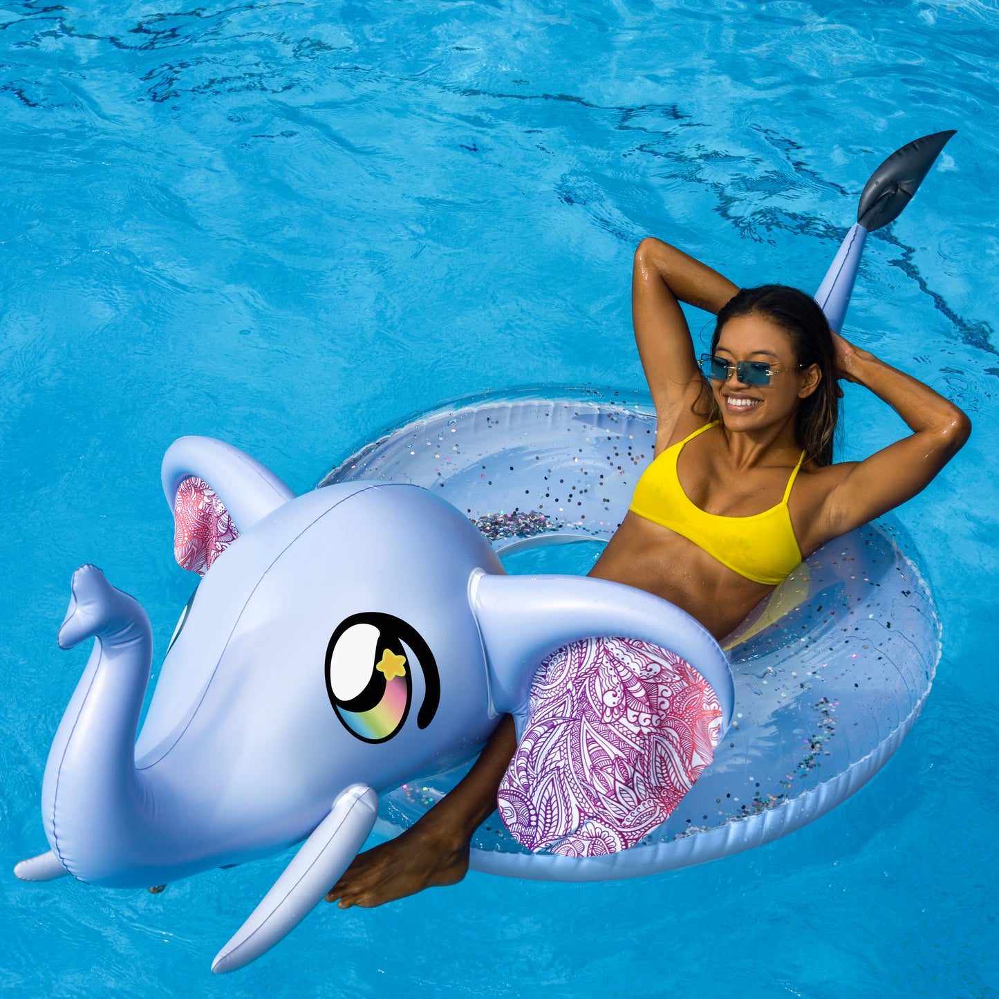 Inflatable Elephant Pool Tube Jumbo 48 inch Glitter PoolCandy