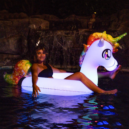 Inflatable Unicorn Illuminated LED Pool Tube Large Size