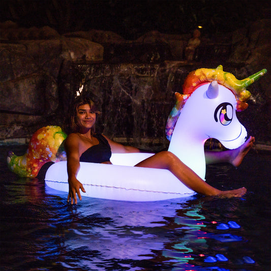 Inflatable Unicorn Illuminated LED Pool Tube Large Size