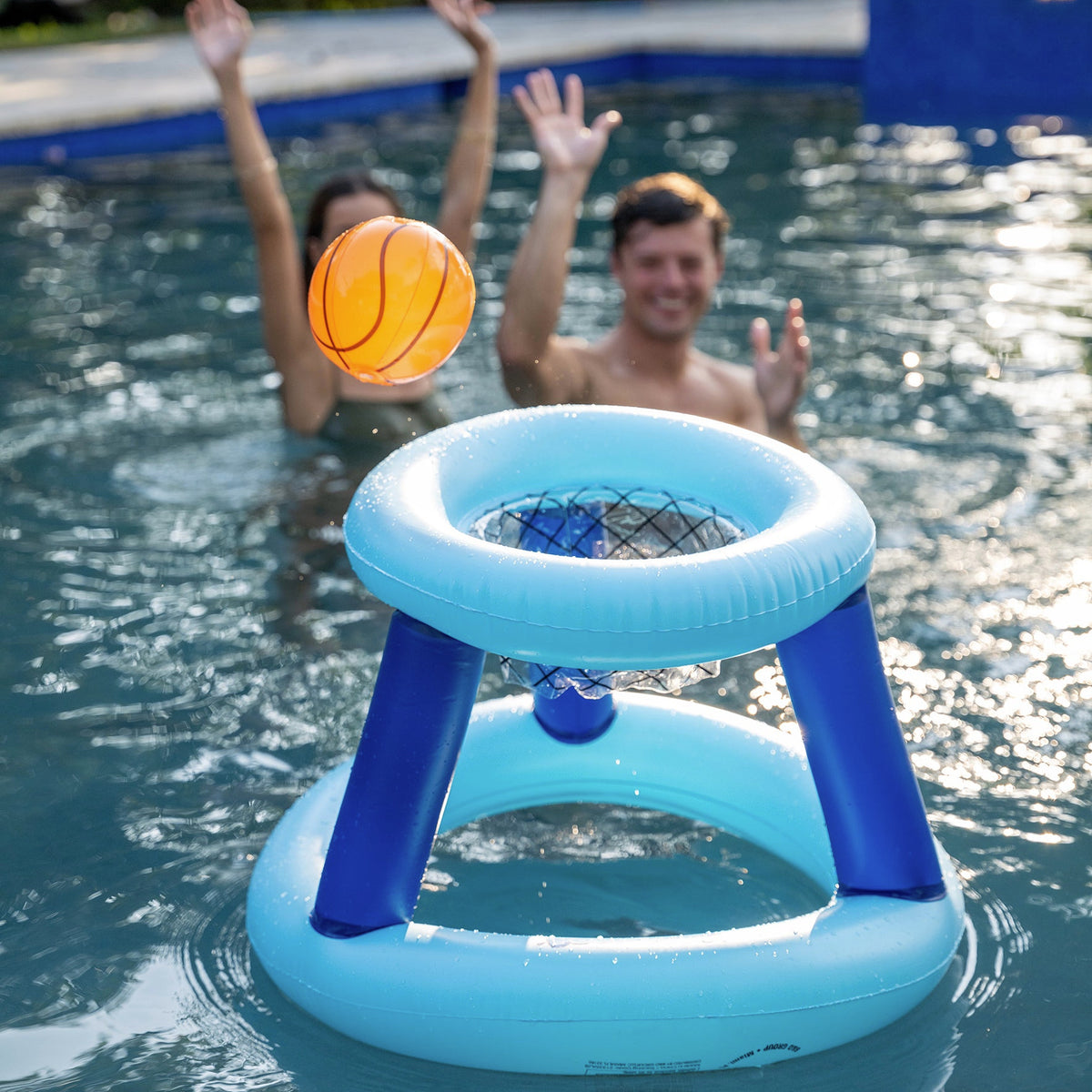 PoolCandy Inflatable Jumbo Floating Basketball Set
