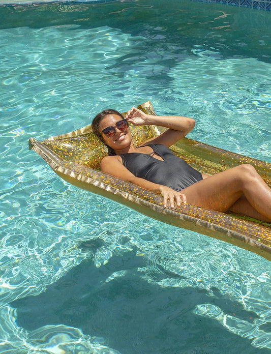 SplashParty Pillow Raft with Glitter - Gold Glitter