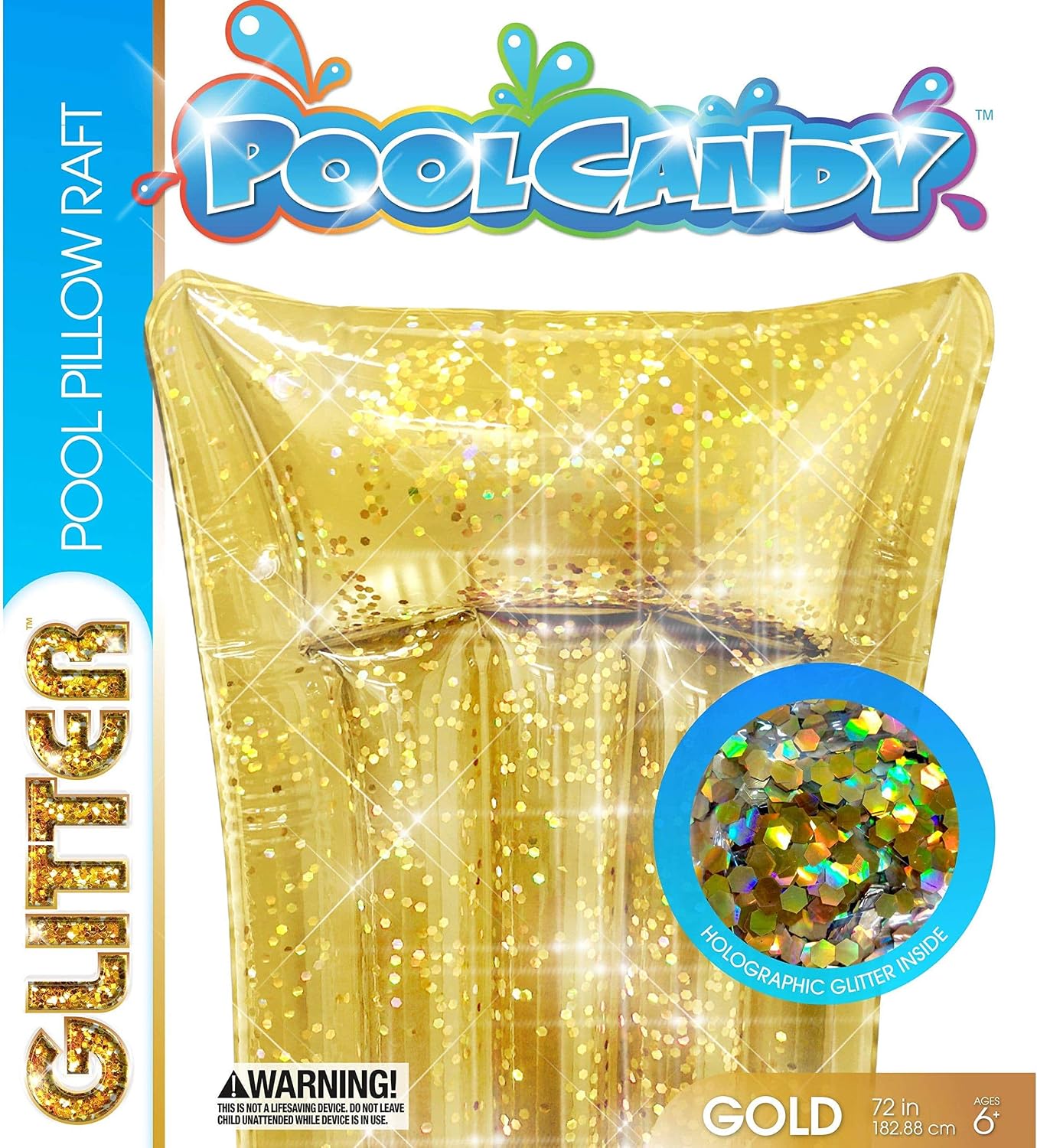 SplashParty Pillow Raft with Glitter - Gold Glitter