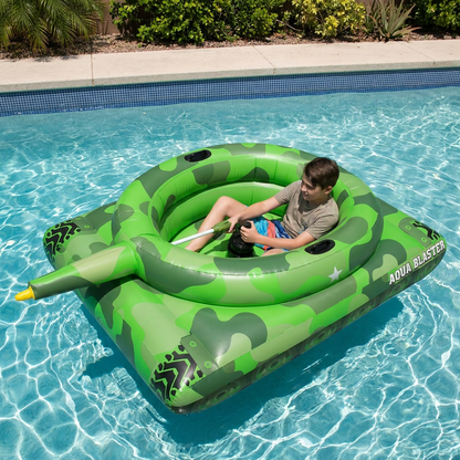 PoolCandy Aqua Blaster™ Motorized Tank Float – Rechargeable 7-Ft Inflatable Pool Tank with Water Cannon