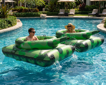 PoolCandy Aqua Blaster™ Motorized Tank Float – Rechargeable 7-Ft Inflatable Pool Tank with Water Cannon