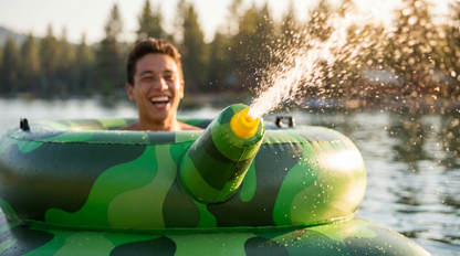 PoolCandy Aqua Blaster™ Motorized Tank Float – Rechargeable 7-Ft Inflatable Pool Tank with Water Cannon