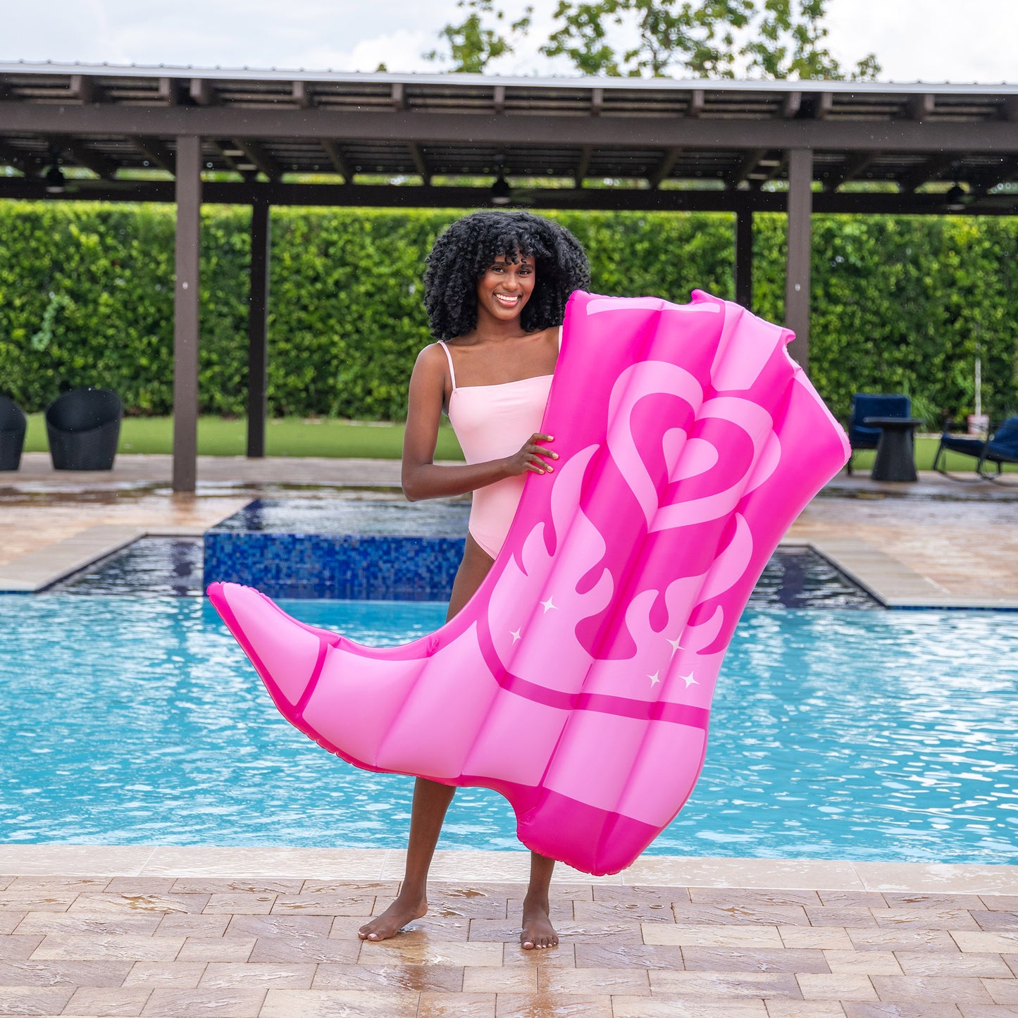 54" Personal Pool Island Pink Cowgirl Boot