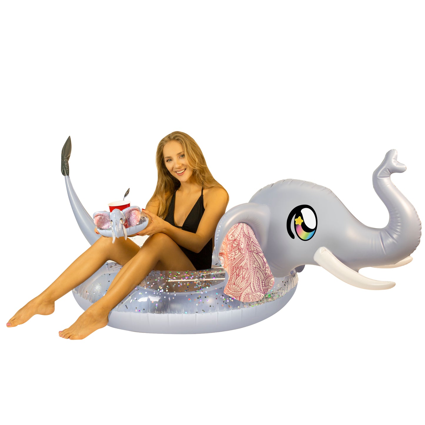 Glitter Elephant Party Animal Pack - 48" Tube with Matching Drink Float