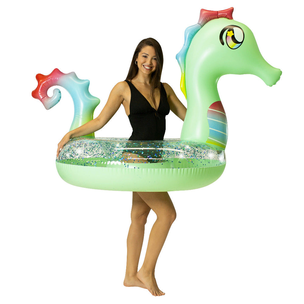 Inflatable Drink Pool Float Tube Seahorse with Drink Float PoolCandy