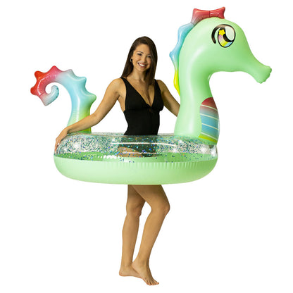 Inflatable Drink Pool Float Tube Seahorse with Drink Float PoolCandy