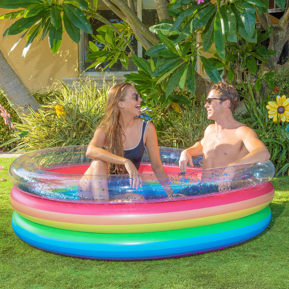Inflatable Sunning Pool Classic Rainbow Glitter PoolCandy