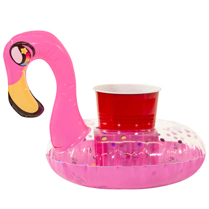 Inflatable Drink Pool Floats two (2) Pink Glitter Flamingo