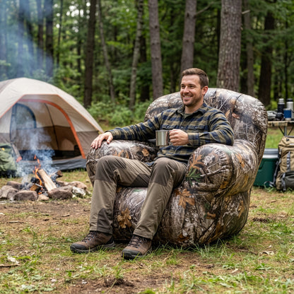 Inflatable Armchair featuring Realtree Edge Camo Design by Air Candy
