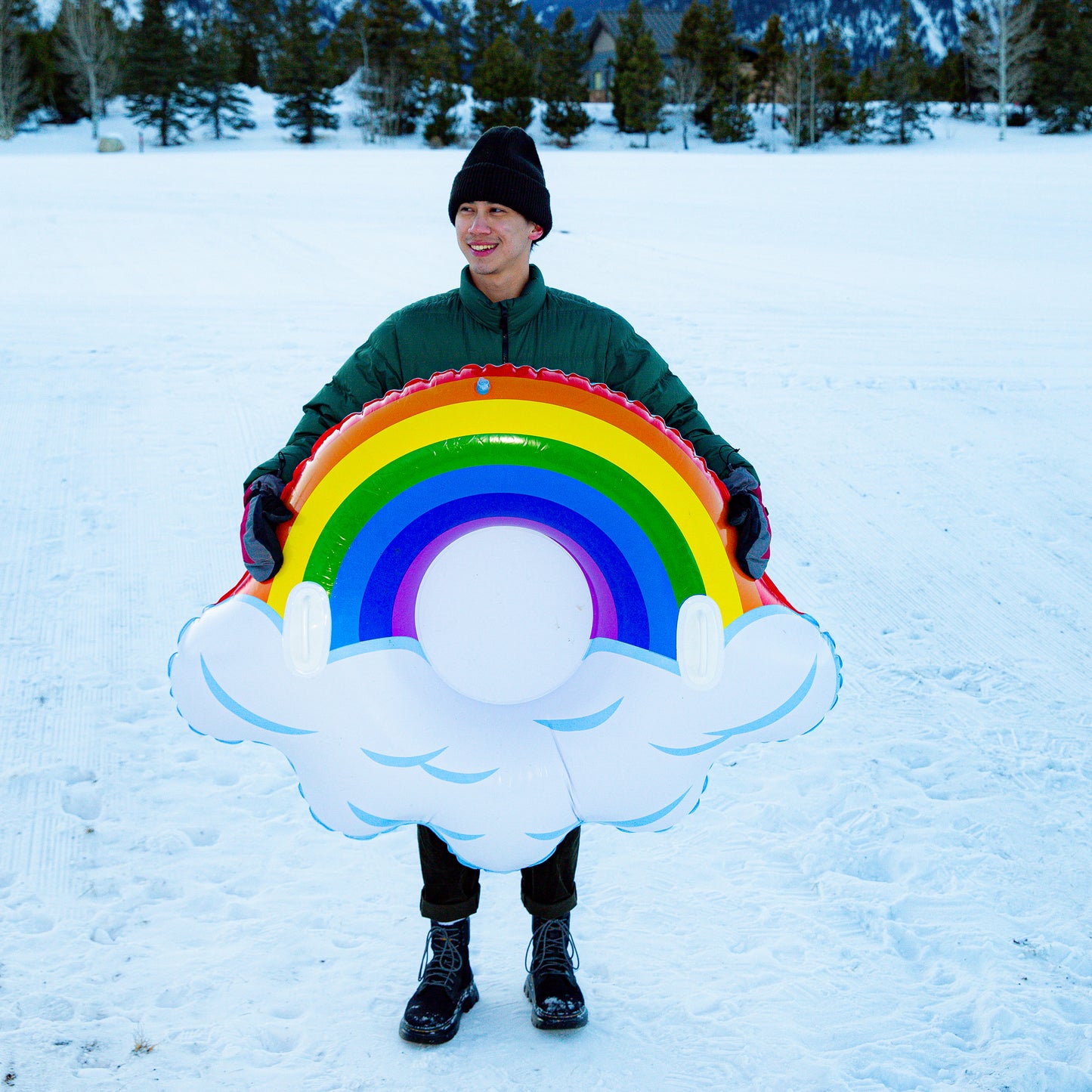 SnowCandy Arctic Rainbow Inflatable Snow Tube