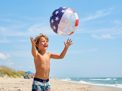 Inflatable Beach Ball Stars & Stripes Glitter