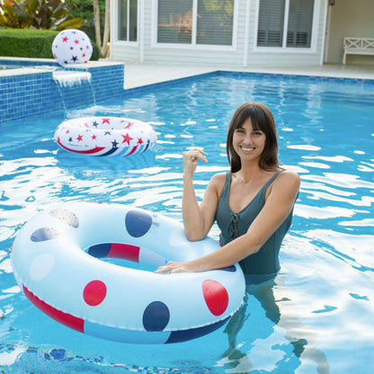 Red, White & Blue 36" Pool Tube Double Sided Stripes & Stars