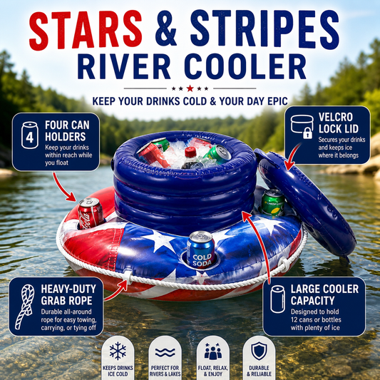 Inflatable Floating Drink Cooler Stars & Stripes PoolCandy