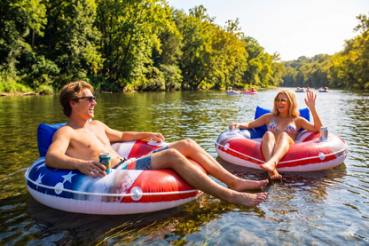 Inflatable Stars & Stripes River Tube with Back Rest Jumbo Size