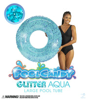 Inflatable Pool Tube Aqua Color Glitter Large