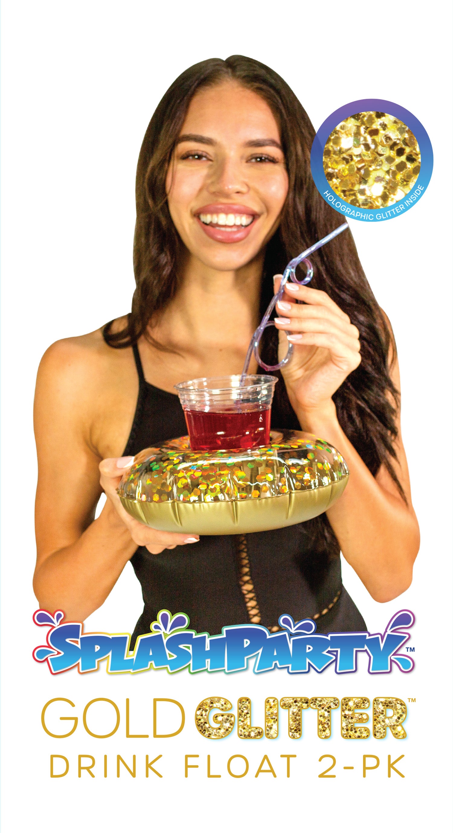SplashParty Glitter Drink Float 2-Pack Gold Glitter