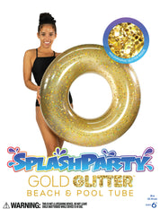 SplashParty 36" Beach & Pool Tube with Glitter - Gold Glitter