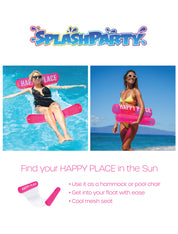 SplashParty Pool Hammock - Bubblegum Pink - "Happy Place"