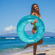 SplashParty 36" Beach & Pool Tube with Glitter - Aqua Glitter