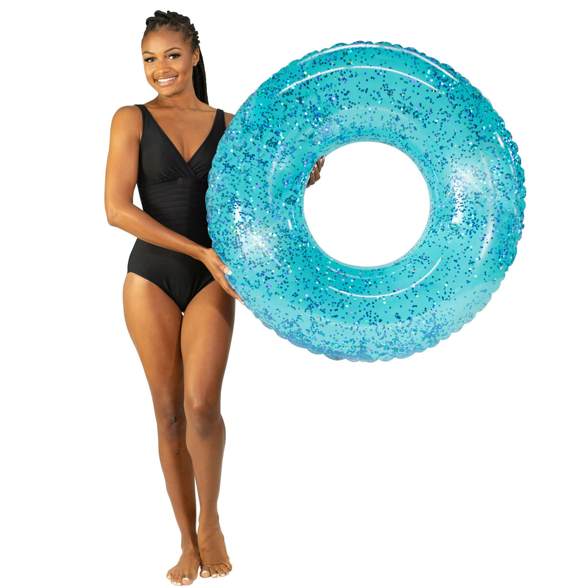 Inflatable Pool Tube Aqua Color Glitter Large