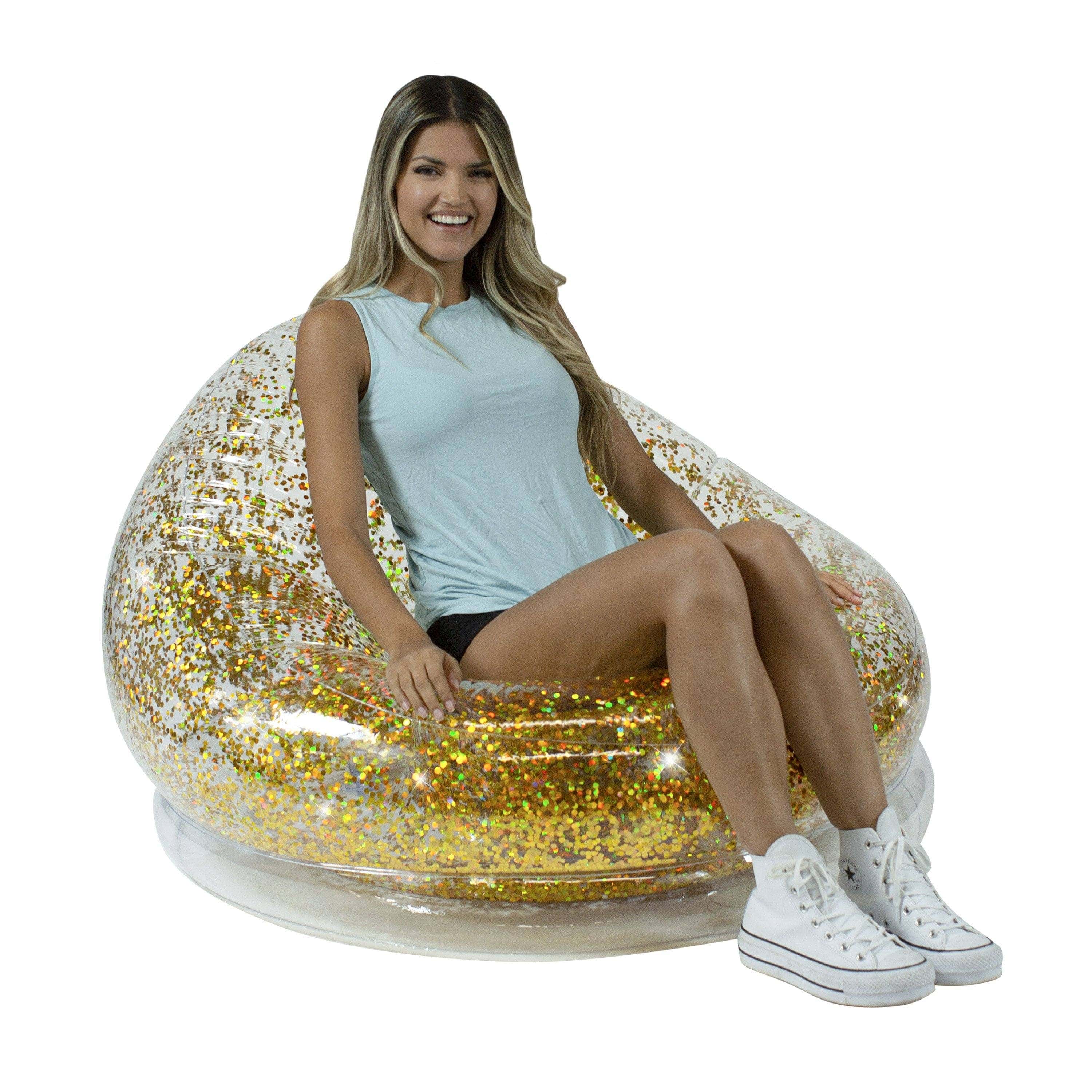 Inflatable Chair BloChair Gold Glitter AirCandy