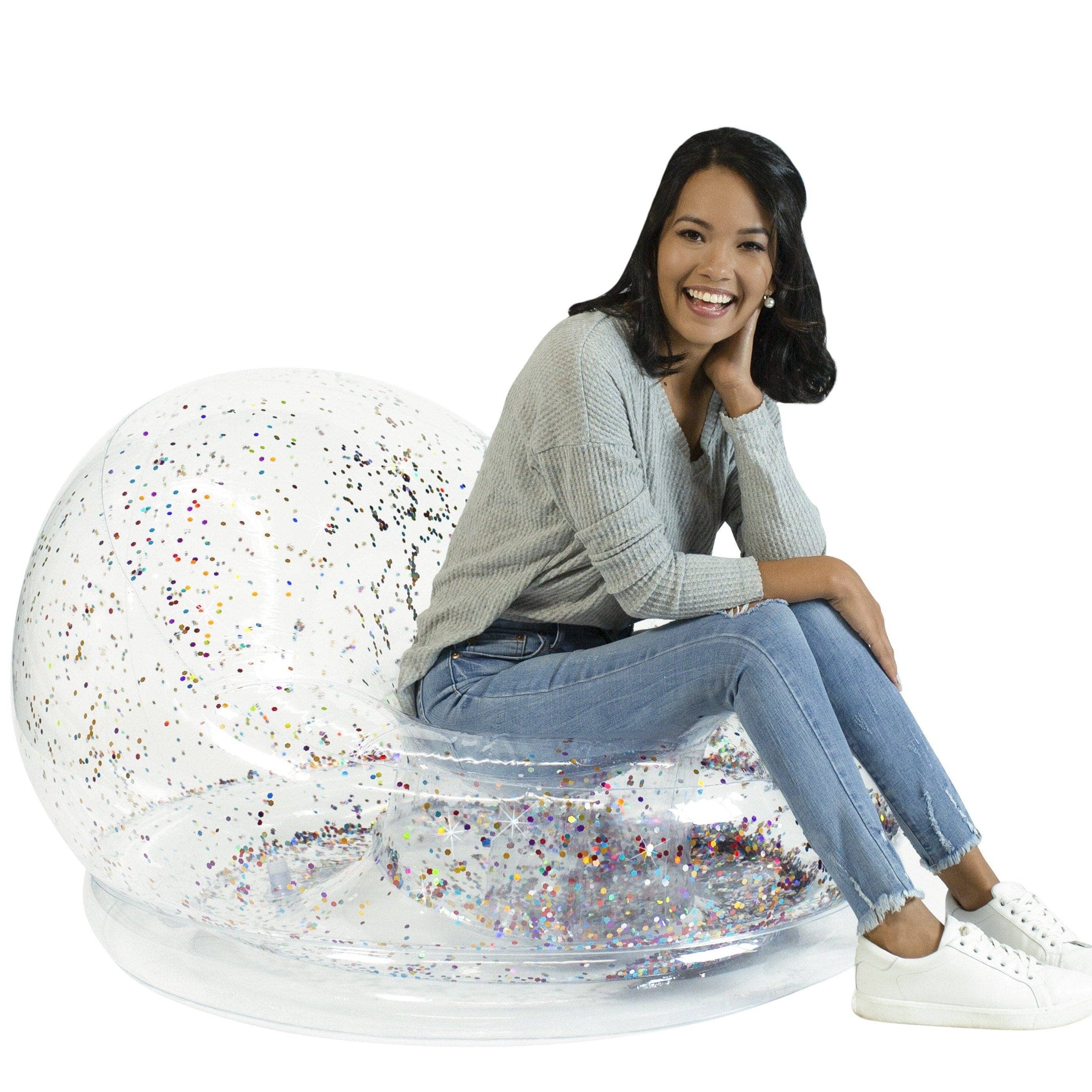 Maroon Inflatable Chair Air Candy Inflatable Multi Color Glitter Chair – PoolCandy