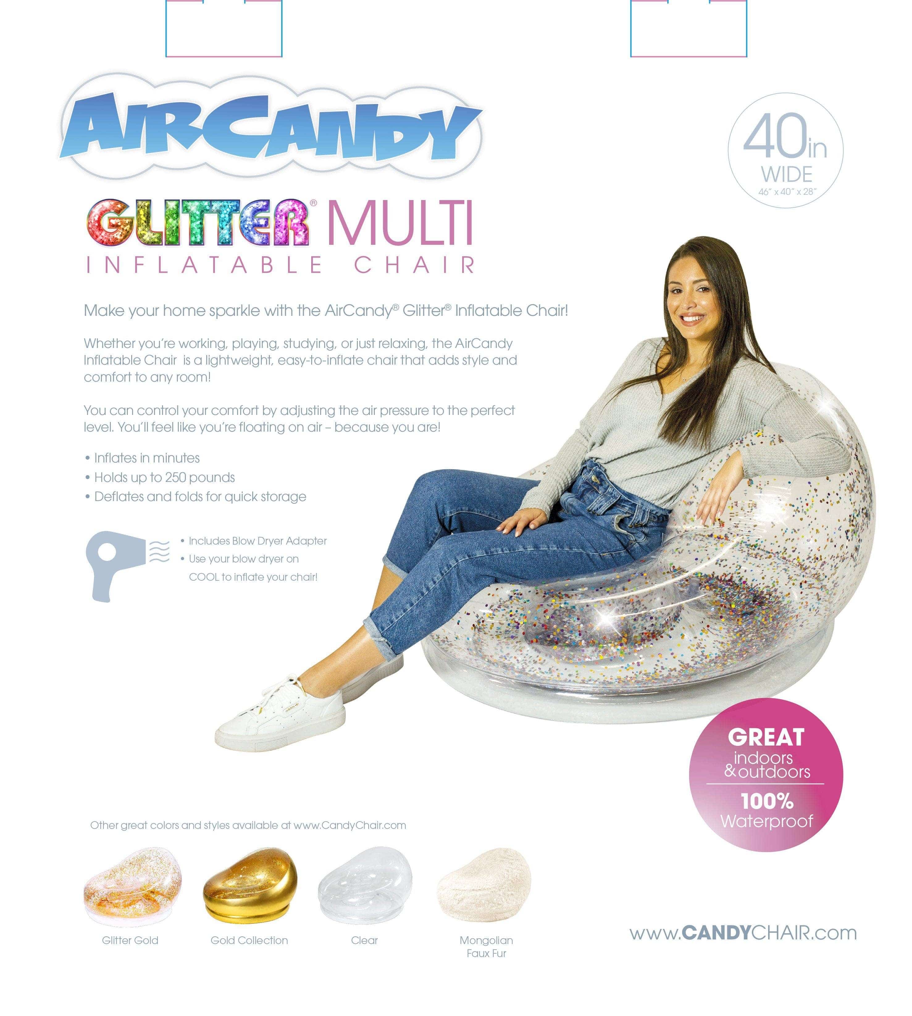 Inflatable Chair BloChair in Multi-Color Glitter AirCandy
