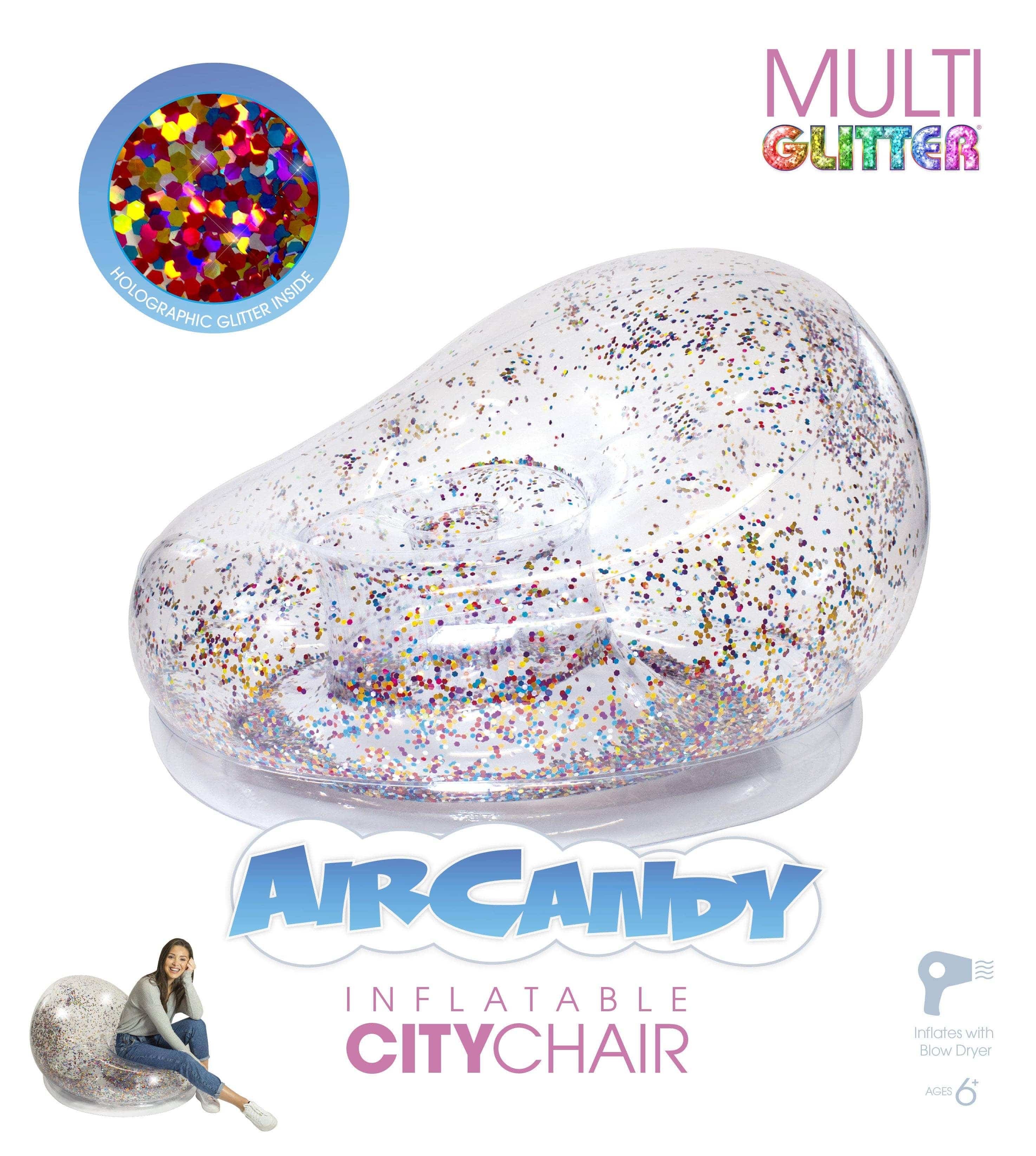 Inflatable Chair BloChair in Multi-Color Glitter AirCandy