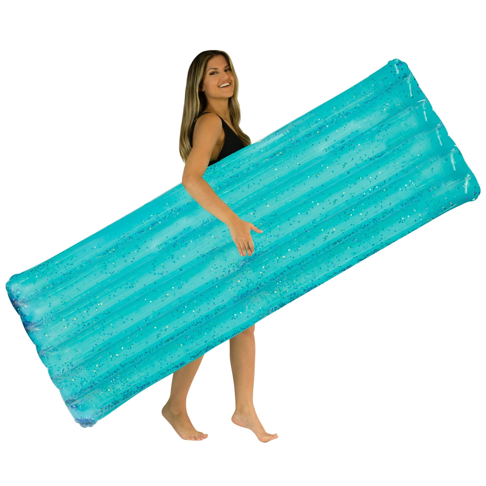 Inflatable Pool Raft Aqua Glitter Deluxe Extra Large – PoolCandy