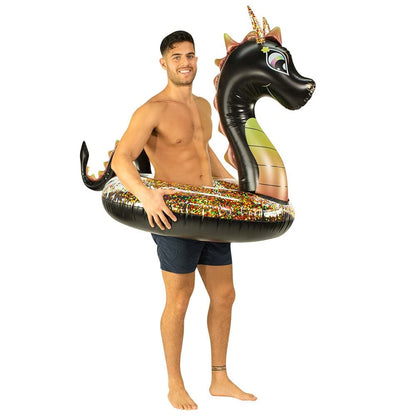 Inflatable 42" Black Dragon Pool Tube Glitter PoolCandy