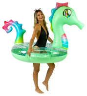 Inflatable Drink Pool Float Tube Seahorse with Drink Float PoolCandy