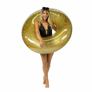 Inflatable Pool Float Gold Glitter Jumbo 48 Inch PoolCandy