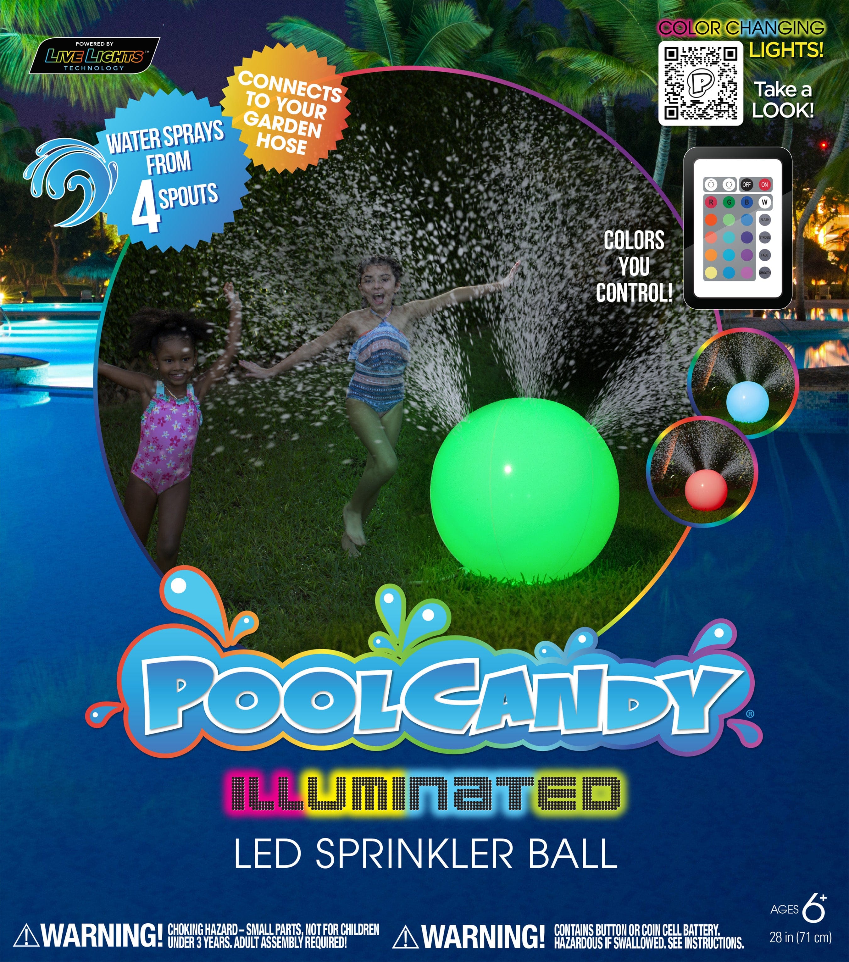 Beach Ball Sprinkler Illuminated LED Color Changing