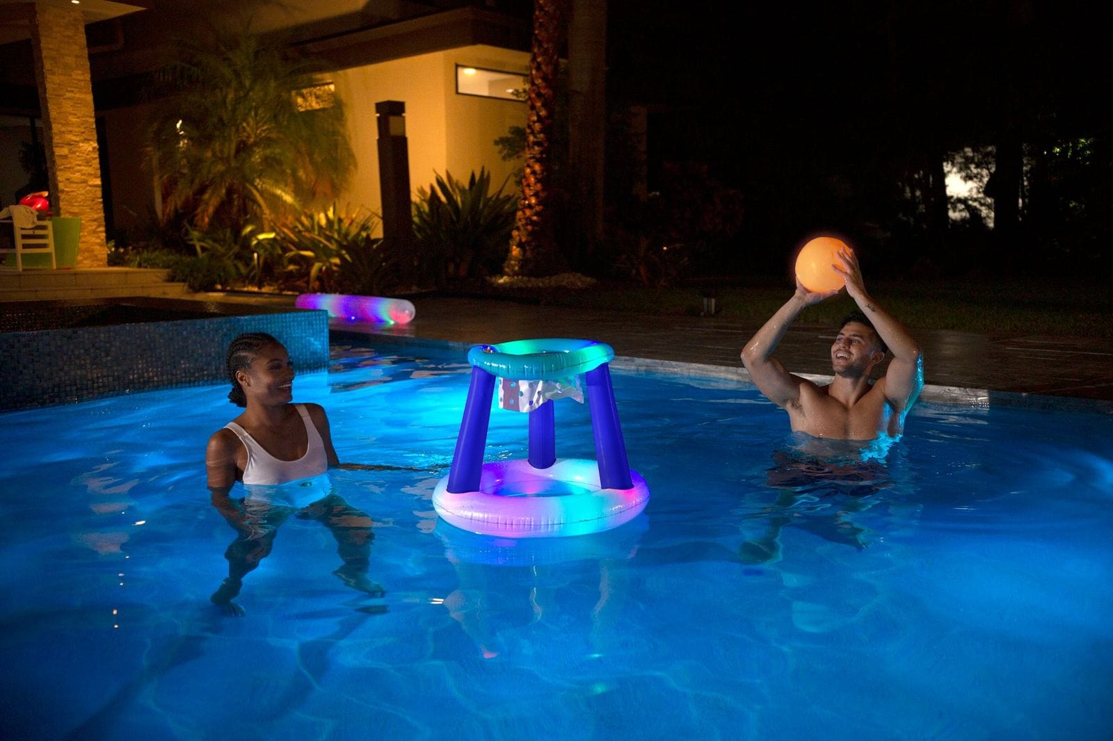 PoolCandy Illuminated Floating LED Basketball Set