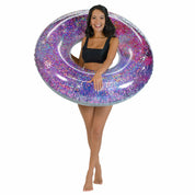PoolCandy Inflatable Pool Tube Inflatable Galaxy Deep Space Glitter Pool Tube PoolCandy
