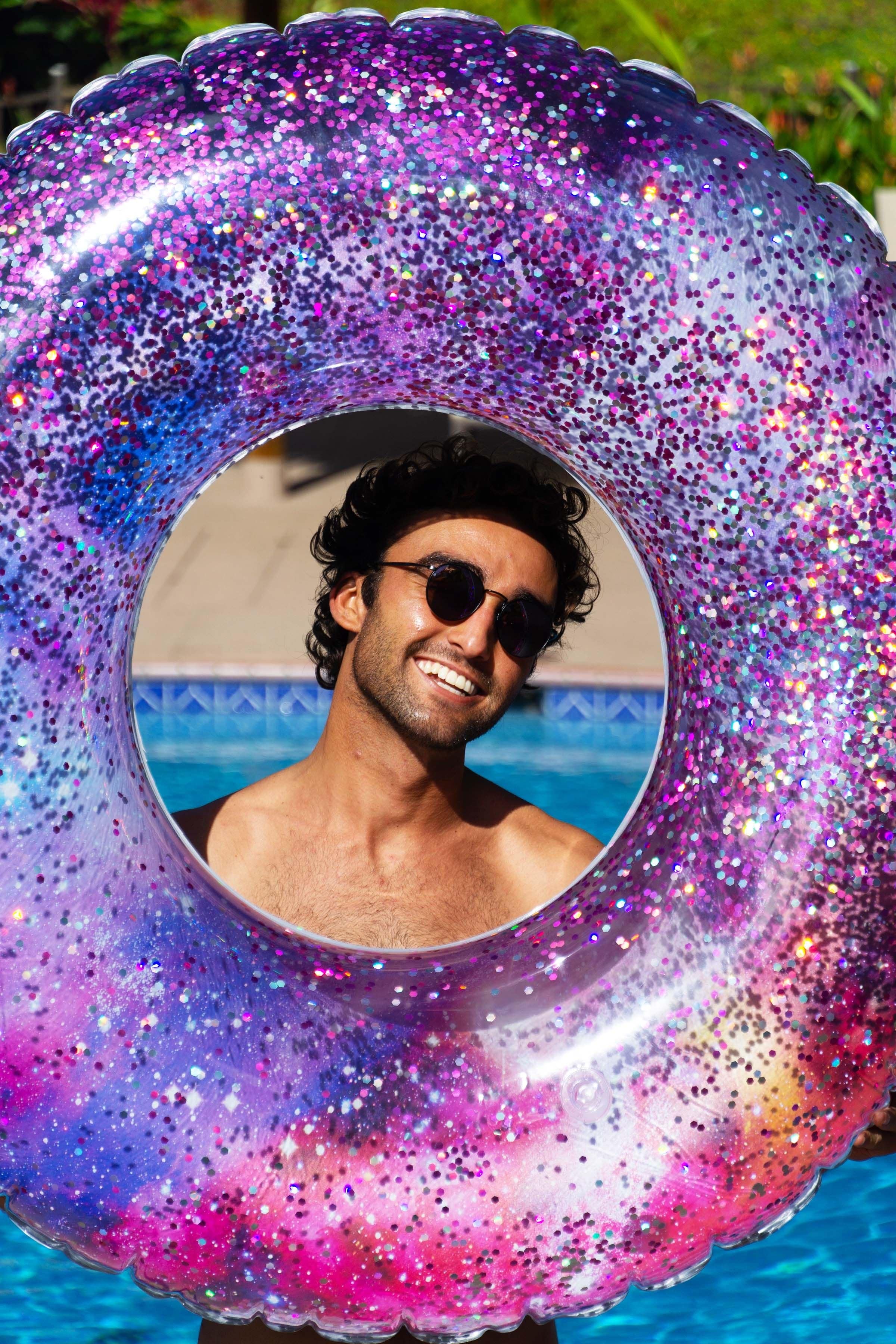 PoolCandy Inflatable Pool Tube Inflatable Galaxy Deep Space Glitter Pool Tube PoolCandy