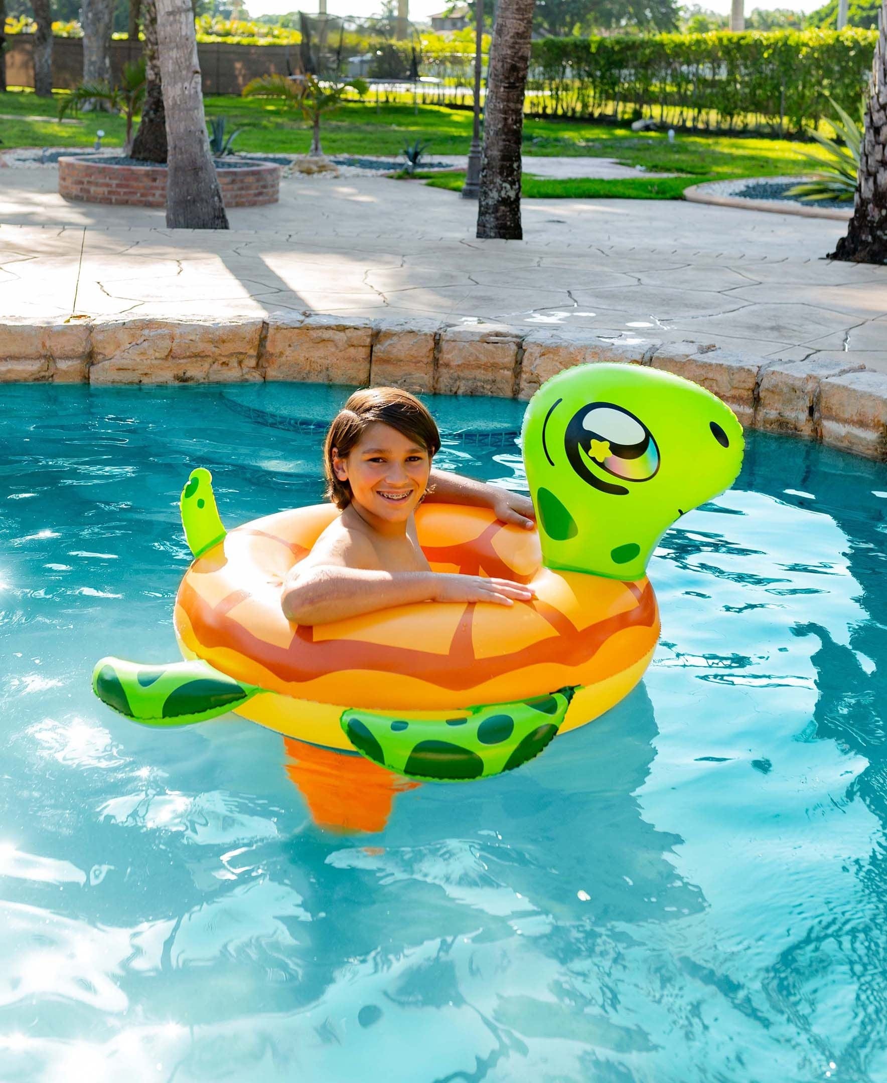 PoolCandy Inflatable Pool Tube Inflatable Sea Turtle Pool Tube 36 Inch