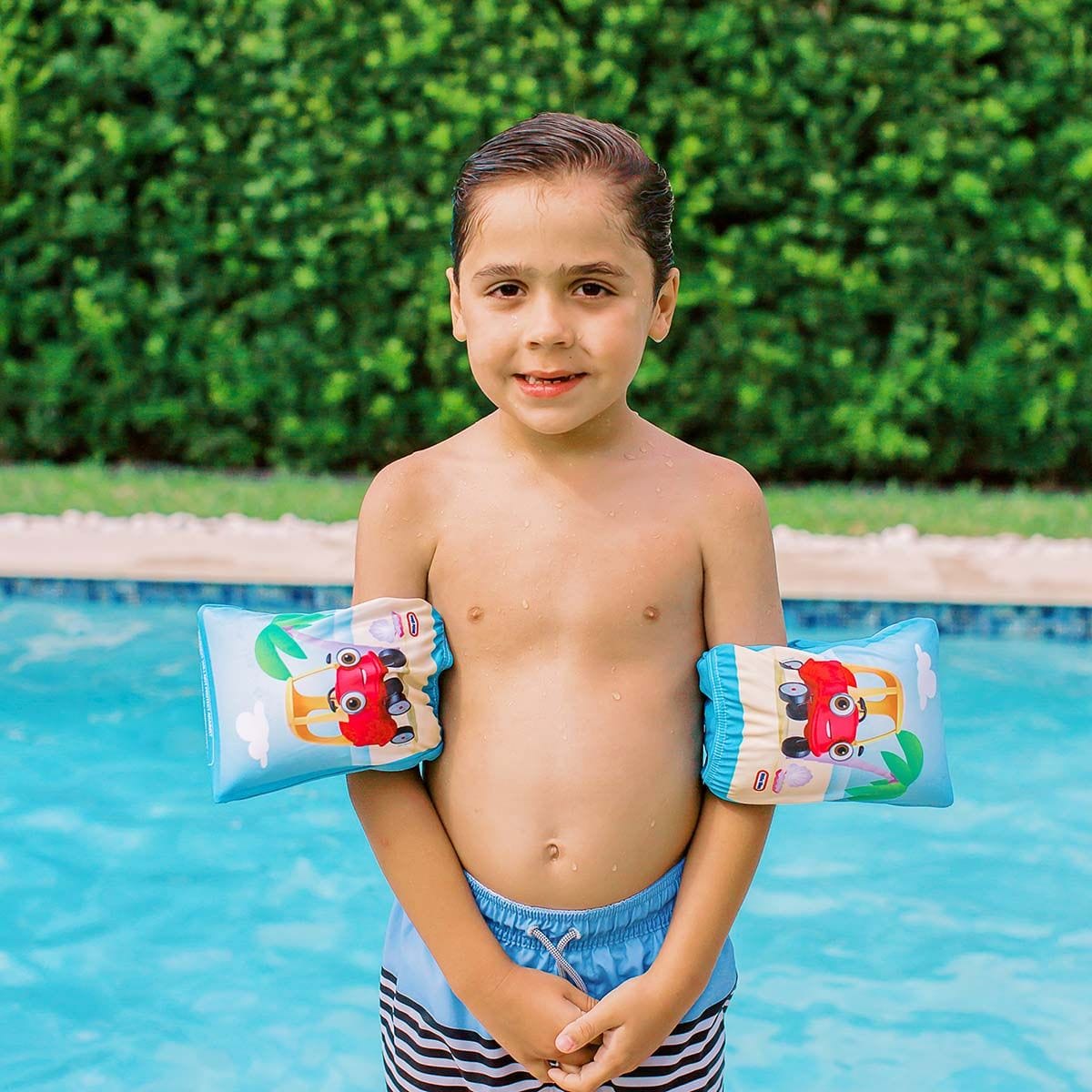 PoolCandy Inflatable Pool Floats Little Tikes Fabric Arm Floaties - Beach Blue