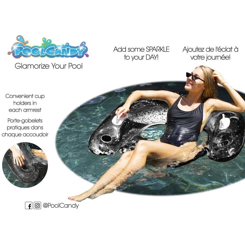 Inflatable Sun Chair Black Onyx Glitter Jumbo Size PoolCandy