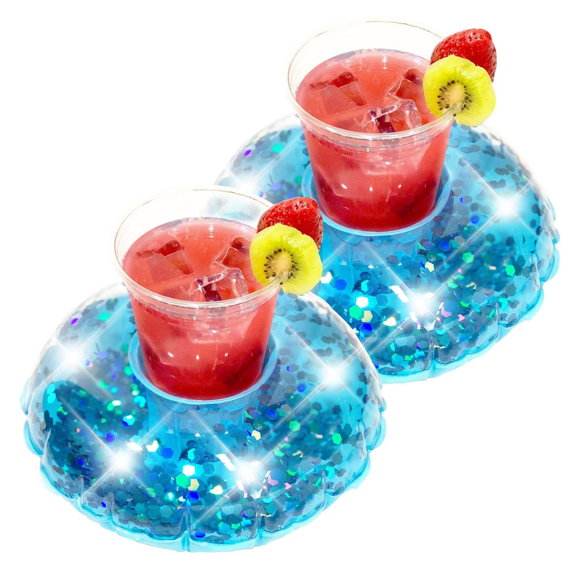 Drink Pool Float Set of two Blue Glitter PoolCandy