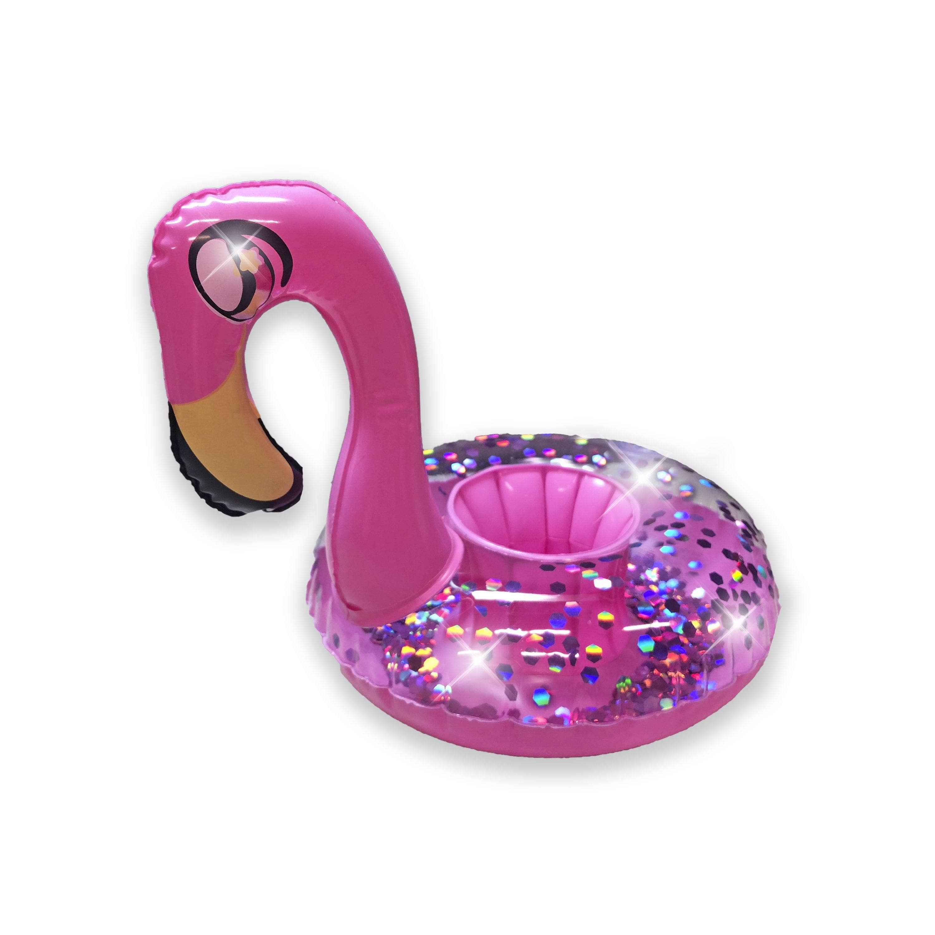 Inflatable Drink Pool Floats two (2) Pink Glitter Flamingo – PoolCandy