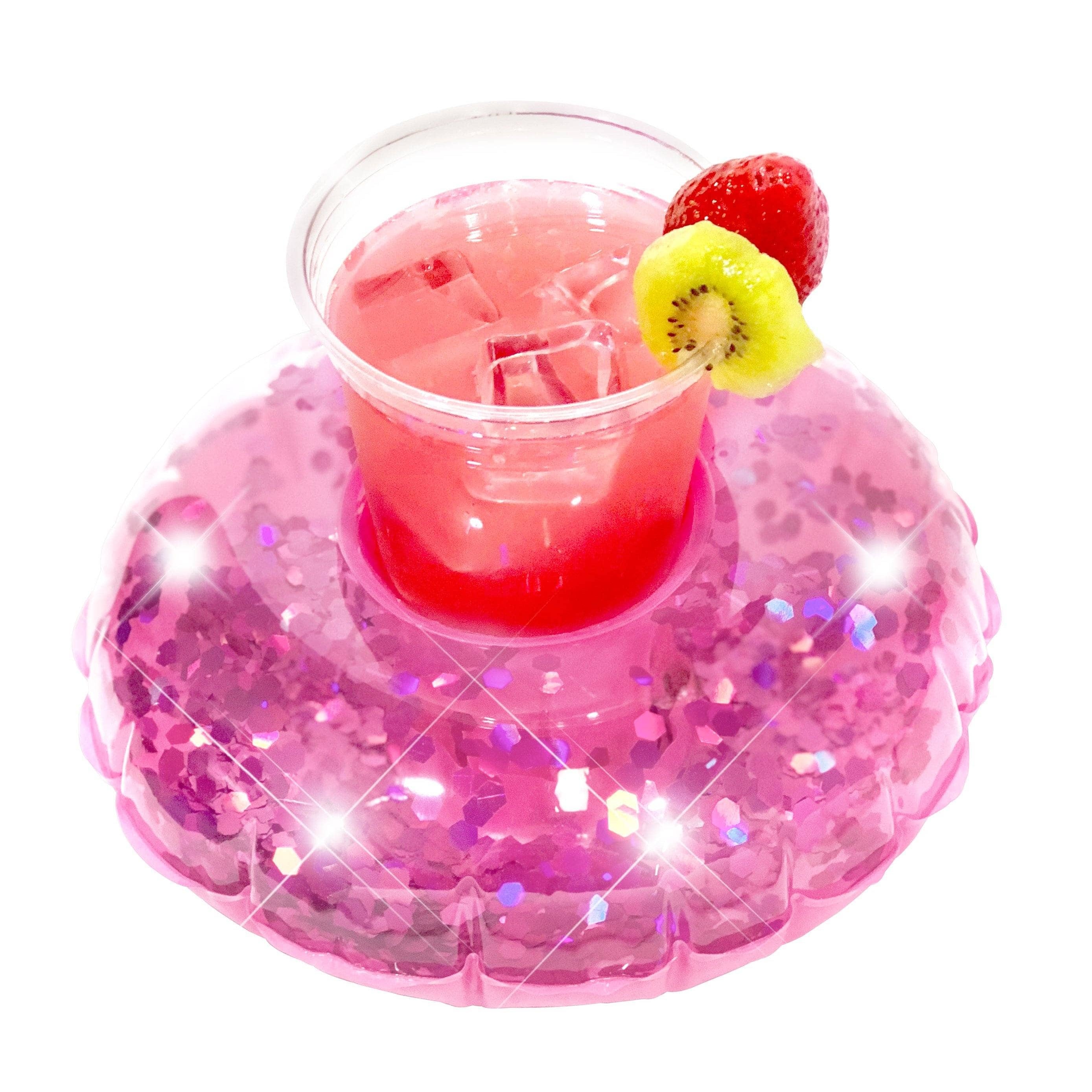 Drink Pool Float Set of 2 Pink Glitter PoolCandy